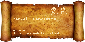 Ratkó Henrietta névjegykártya